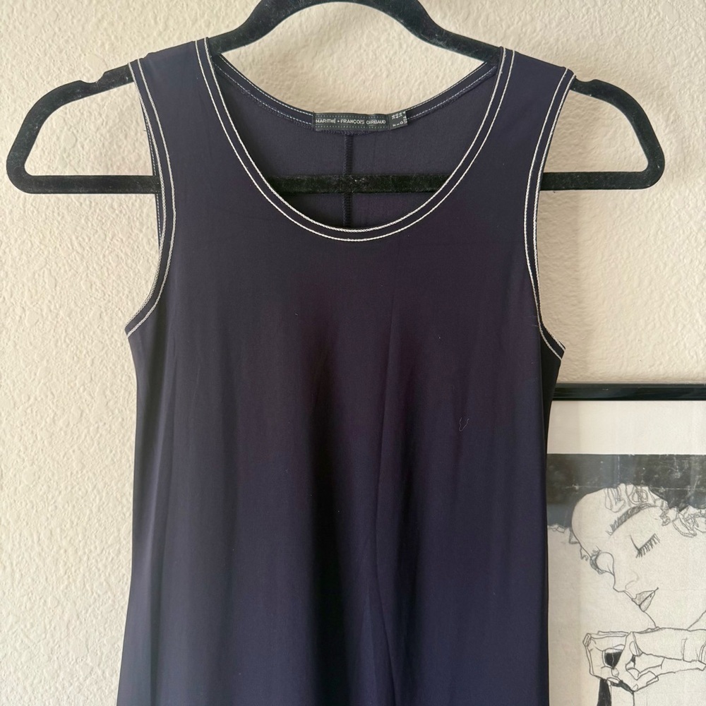 Vintage Marithé François Girbaud Sleeveless Asymmetrical Navy Black Dress - Picture 2 of 10